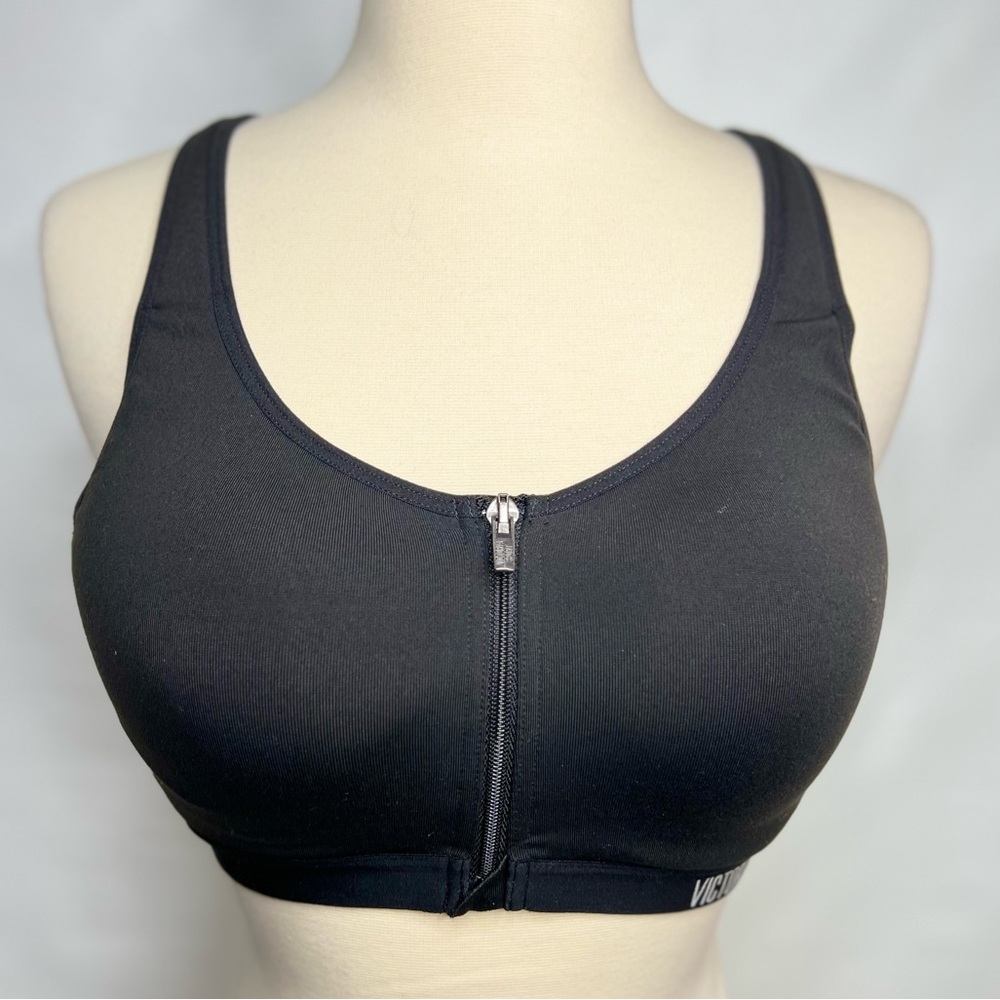 VICTORIA’S SECRET 36C KNOCKOUT SPORTS BRA Front Closure Adj Blk/Wht/Shimmer